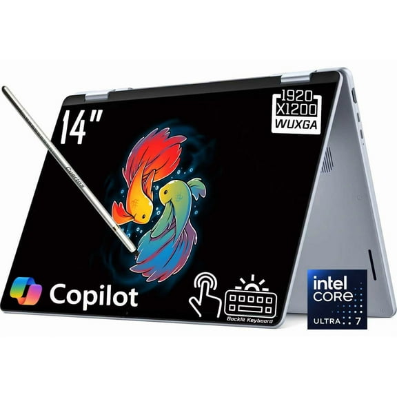 Dell 14 Plus 2-in-1 Copilot+ AI PC Laptop, 14" FHD+ 1920 x 1200 LED Touchscreen, Intel 8-Core Ultra 7 256V, 1080P Webcam, Backlit KB, Stylus Pen, Win11 Home (16GB DDR5 RAM / 1TB SSD)