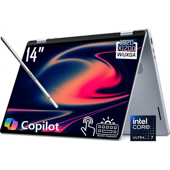 Dell 14 Plus 2-in-1 Copilot+ AI PC Laptop, 14" FHD+ 1920 x 1200 LED Touchscreen, Intel 8-Core Ultra 7 256V, 1080P Webcam, Backlit KB, Stylus Pen, Win11 Home (16GB DDR5 RAM | 1TB SSD)
