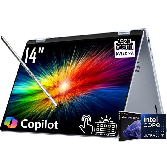 Dell 14 Plus 2-in-1 Copilot+ AI PC Laptop, 14" FHD+ 1920 x 1200 LED Touchscreen, Intel 8-Core Ultra 7 256V, 1080P Webcam, Backlit KB, Stylus Pen, Win11 Pro (16GB DDR5 RAM & 1TB SSD)