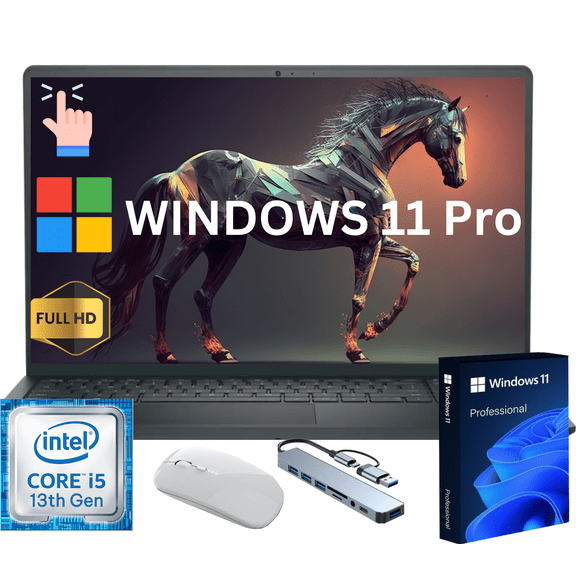 Dell 15 15.6" Laptop, Intel® Core™ I5 13th i5-1334U, 32GB, 256GB, FHD Touch, Black,Windows 11 Pro, Gift Set