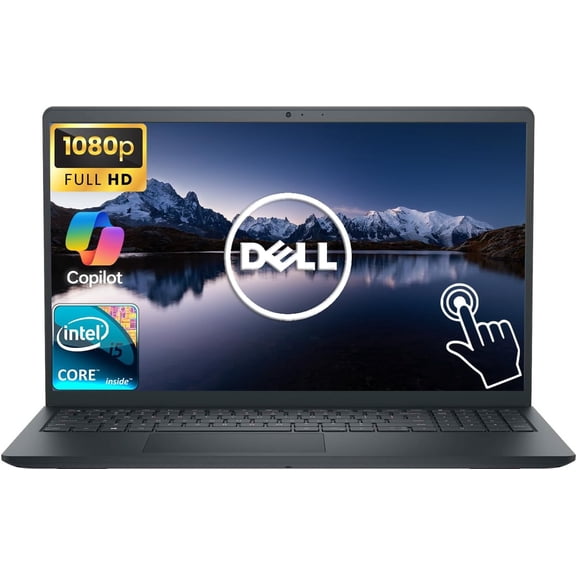 Dell 15.6" FHD IPS Touchscreen Business Laptop Computer with Copilot AI, Windows 11 Pro 8GB DDR5 RAM 512GB SSD, 10-Core Intel Core i5-1334U Processor, Wi-Fi 6, Numeric Keypad, Carbon Black