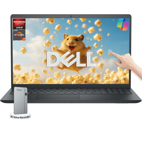 Dell 15.6" FHD IPS Touchscreen Laptop, AMD Ryzen 7 7730U (Beats i7-1355U), 20GB RAM, 512GB NVMe SSD, Windows 11 Home, Copilot AI, Black, w/Accessory