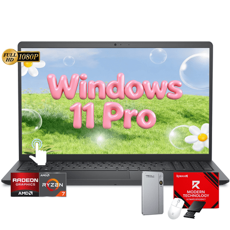 Dell 15.6" FHD Touchscreen Laptop, AMD Ryzen 7 7730U, 16GB RAM 512GB SSD, AMD Radeon Graphics, Wi-Fi 5, Windows 11 Pro, Business & Student Laptop