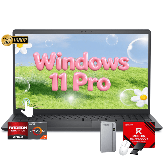 Dell 15.6" FHD Touchscreen Laptop, AMD Ryzen 7 7730U, 32GB RAM 1TB SSD, AMD Radeon Graphics, Wi-Fi 5, Windows 11 Pro, Business & Student Laptop