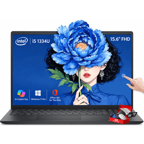 Dell 15.6" FHD Touchscreen Laptop • Intel Core i5-1334U (10 cores) • 16GB DDR5 RAM • 512GB SSD • Intel Iris Xe Graphics • Wi-Fi 6 • Copilot AI • Office 365 for The Web • Win 11 Pro