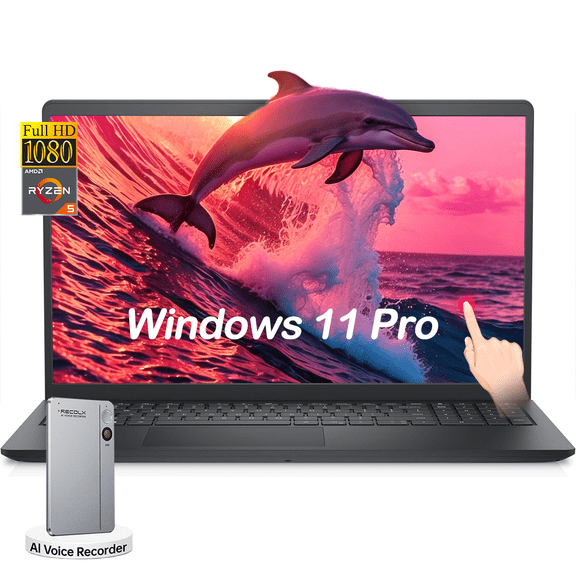 Dell 15.6" FHD Touchscreen Laptop, Intel Core i5-1334U, 8GB RAM, 512GB SSD, Windows 11 Pro, Black, with Accessories