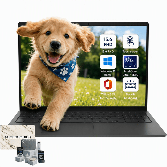 Dell 15.6 Touchscreen Business Laptop Computer, Intel Ultra 7 255U, 16GB DDR5, 1TB SSD, FHD Anti-Glare Display, Backlit Keyboard, AI Copilot, Windows 11 Home