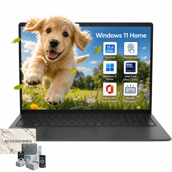 Dell 15.6 Touchscreen Laptop, 16GB DDR5, 1TB SSD, Intel Core Ultra 7 255U, FHD 60Hz Touch Display, Backlit KB, Wi-Fi 6, Copilot Key, Windows 11 Home