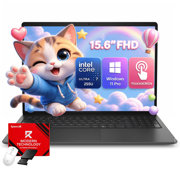 Dell 15.6" Touchscreen Laptop, Intel Core Ultra 7 255U, 16GB DDR5 RAM, 1TB SSD, FHD Display, Backlit Keyboard, Copilot AI Key, Windows 11 Pro