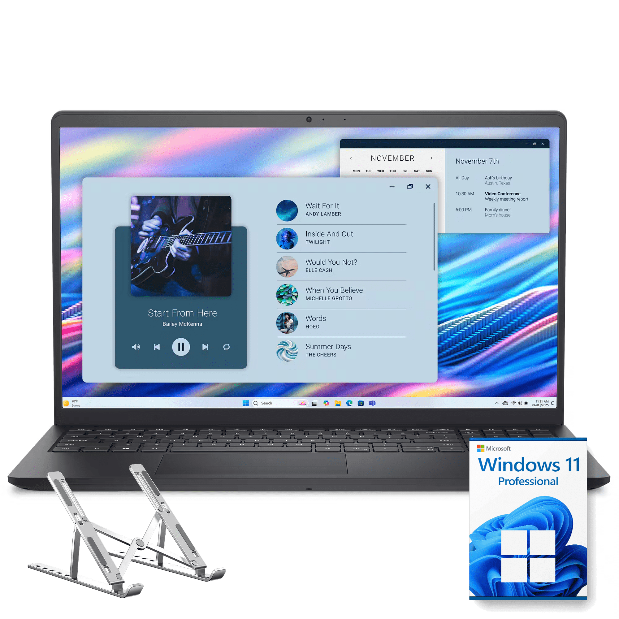 Dell 15 Professional Laptop, 15.6" FHD Touchscreen, Intel Core i5-1334U, 16GB RAM, 1TB NVMe SSD, Office Perpetual License & Windows 11 Pro Preinstalled, Black + Foldable Laptop Stand