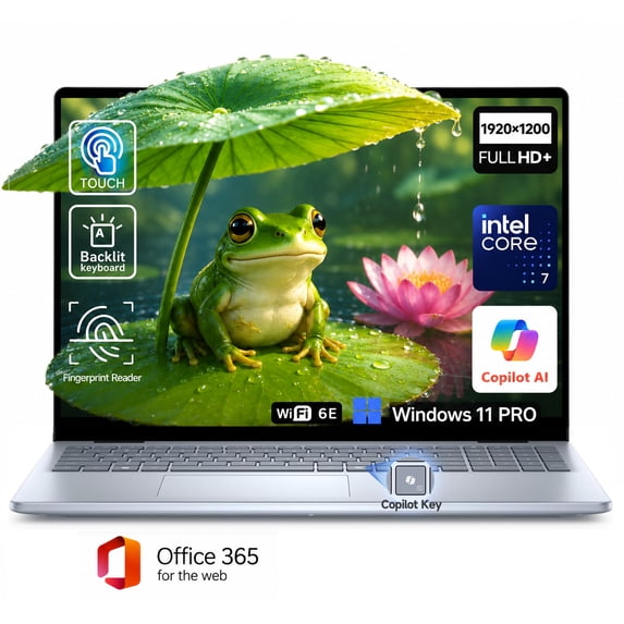 Dell 16 DC16251 Touchscreen Laptop, Intel Core 7 150U, 40GB DDR5, 1TB SSD, Windows 11 Pro, Office 365 for the web, AI Copilot, Fingerprint Reader, Backlit Keyboard, Ice Blue
