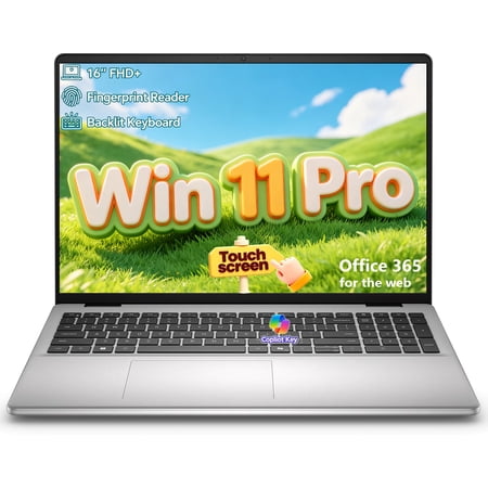 Dell 16 DC16251 Touchscreen Laptop, Intel Core 7 150U Processor, 32GB DDR5, 1TB SSD, Backlit Keyboard, Fingerprint Reader, Windows 11 Pro, Copilot Key, Free Office 365 for the Web