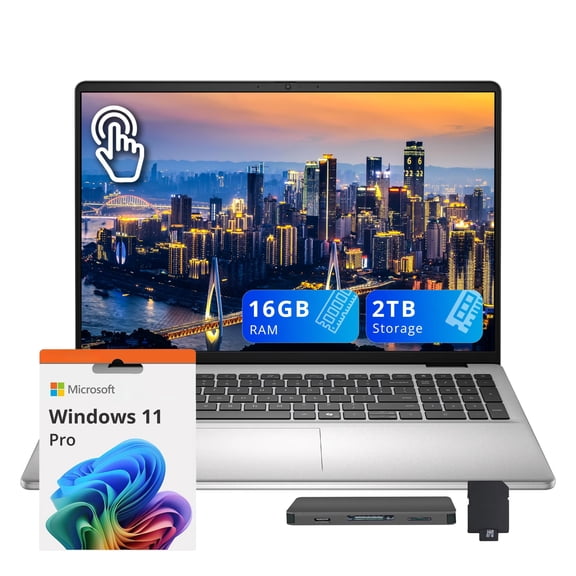 Dell 16" FHD+ Touchscreen Laptop, Intel Core 5 120U, 16GB RAM, 2TB Storage(1TB SSD+1TB Docking Station), Intel Graphics, Backlit Keyboard, Numeric Pad, Windows 11 Pro, Silver