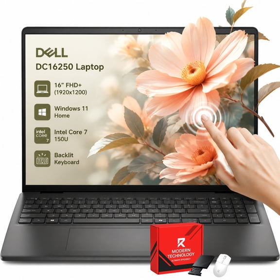 Dell 16 Laptop Computer, Intel Core 7 150U, 16GB DDR5, 1TB SSD, 16" FHD+ WVA Touch Screen, Backlit KB with Numeric Keypad, Wi-Fi 6, Windows 11 Home