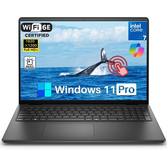Dell 16 Laptop Touchscreen,Intel Core 7 150U Beat i7-1355U ,16" FHD+ Touch ,32GB RAM| 2TB SSD,Windows 11 Pro ,Backlit Keyboard,Black