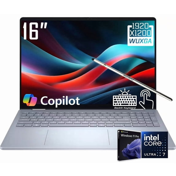 Dell 16 Plus 2-in-1 Laptop, 16" 1920 x 1200 Touchscreen, Intel Core Ultra 7 256V(>i9-13900H), AI Copilot+, Backlit Keyboard, 1080p Webcam, Wi-Fi 7, Windows 11 Pro(16GB DDR5 RAM - 512GB SSD)