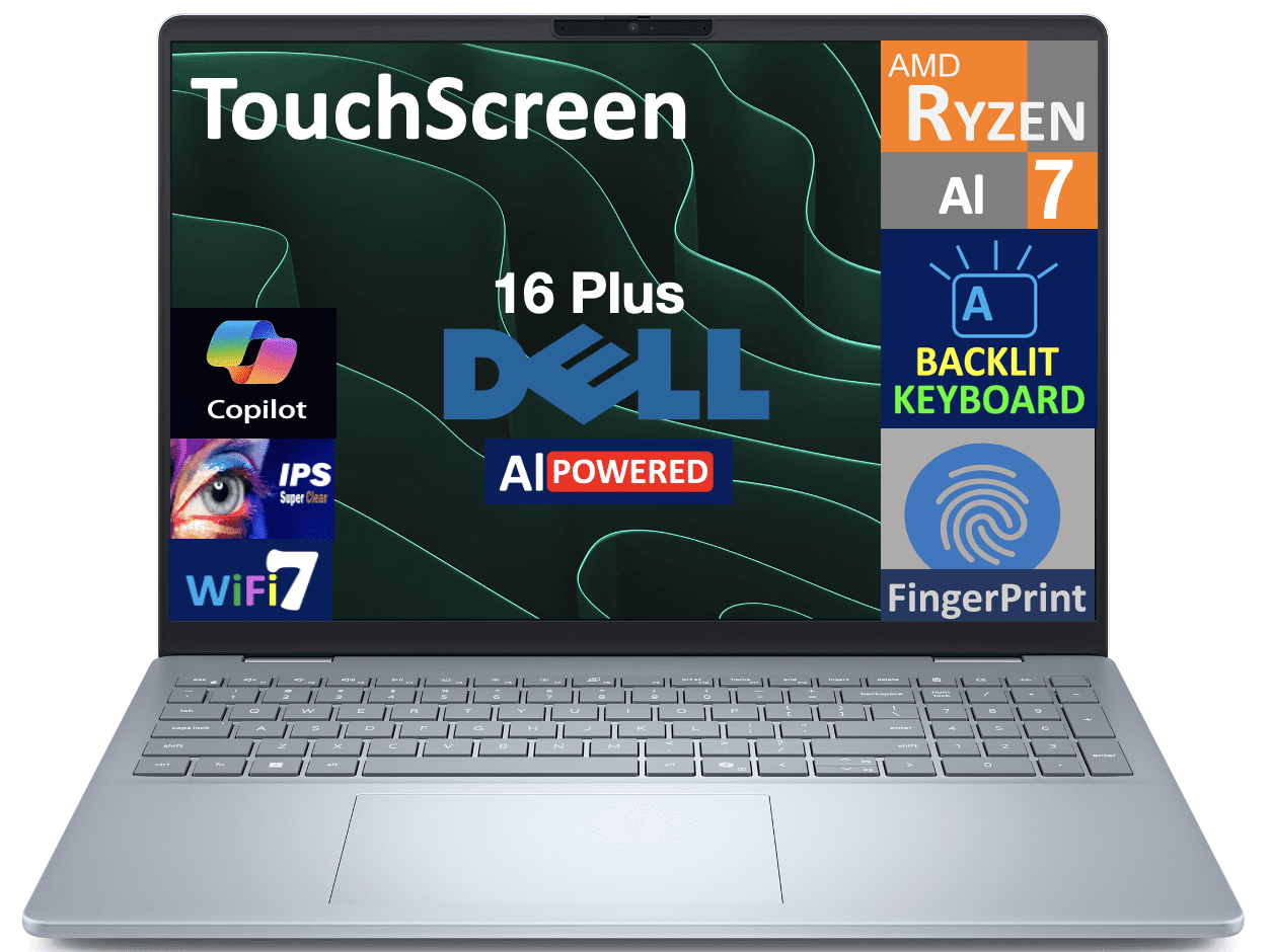 Dell 16 Plus AI Powered Laptop 16.0in Touchscreen IPS WUXGA