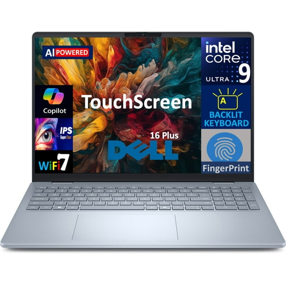 Dell 16 Plus AI Powered Laptop 16.0in Touchscreen IPS WUXGA Display (Intel Ultra 9-288V, 32GB LPDDR5X, 2TB PCIe SSD, Intel Arc, Backlit KB, Fingerprint, Thunderbolt 4, WiFi 7, Webcam, Win 11 Home)