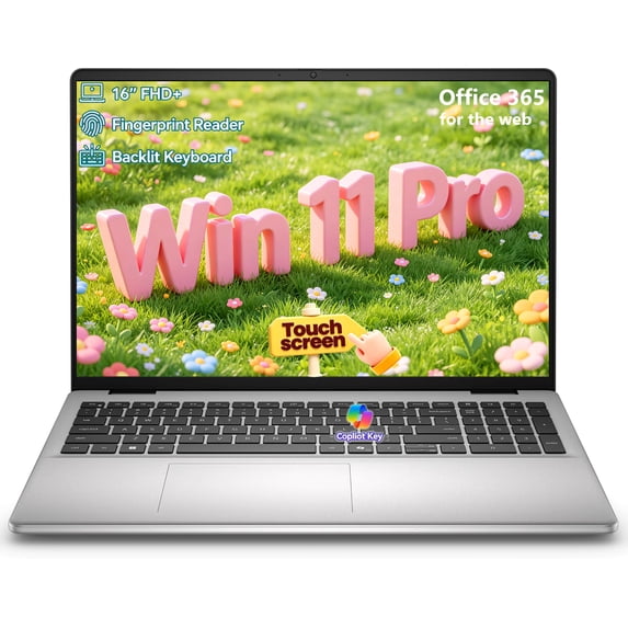Dell 16 Touchscreen Laptop, 32GB DDR5, 1TB SSD, Intel Core 7 150U, Fingerprint, Backlit Keyboard, Free Office 365 for the Web, Windows 11 Pro, Copilot AI