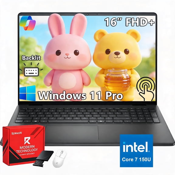 Dell 16 Touchscreen Laptop Computer, Intel 10-Core 7 150U, 16'' FHD+ Anti-Glare Dsiaplay, 16GB DDR5, 1TB SSD, Backlit Copilot Keyboard, Windows 11 Pro