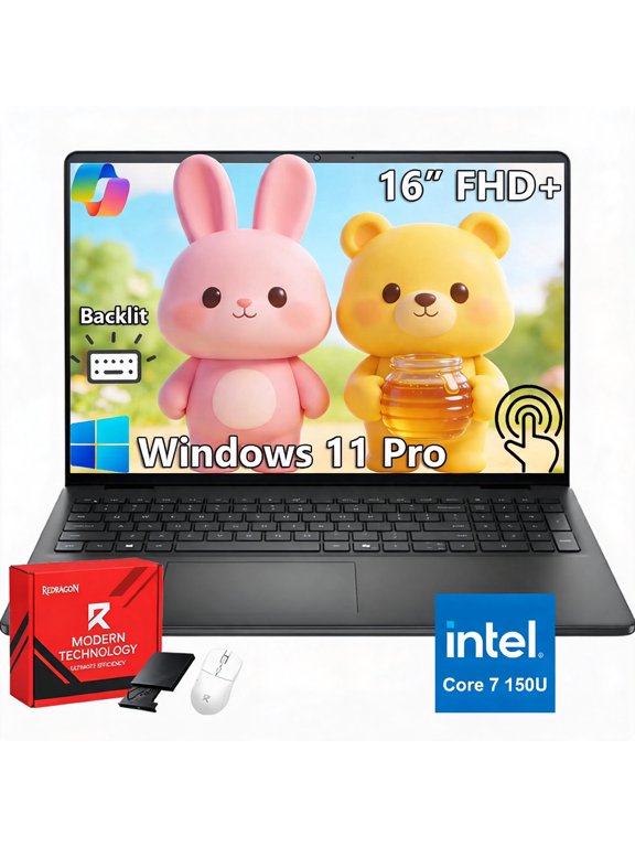 16 Touchscreen Laptop Computer, Intel 10-Core 7 150U, 16'' FHD+ Anti-Glare Dsiaplay, 16GB DDR5, 1TB SSD, Backlit Copilot Keyboard, Windows 11 Pro