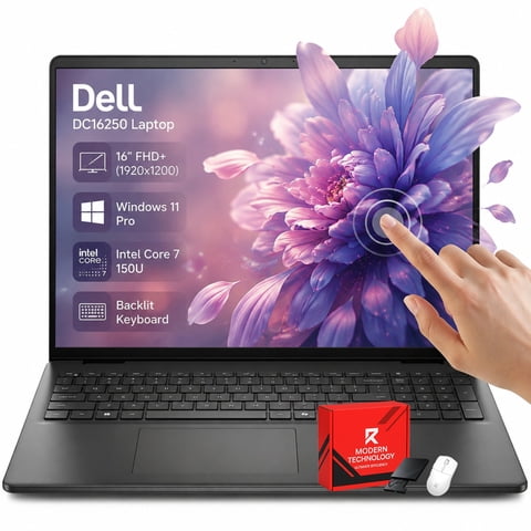 Dell 16 Touchscreen Laptop, Intel Core 7 150U (Up to 5.4GHz), 16GB DDR5, 1TB SSD, 16" FHD+ Display, Copilot AI, Backlit KB, Numeric Keypad, Wi-Fi 6, Win 11 Pro