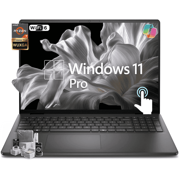 Dell 16-inch Touchscreen Business Laptop - AMD Ryzen 7 250, 16 TOPS NPU, AI Copilot Key, 16" FHD+ Display, Backlit KB, Win 11 Pro, 16GB DDR5, 1TB SSD