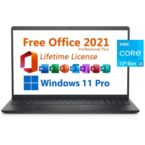 Dell 2023 Inspiron 15 Business Laptop, Free Microsoft Office 2021 with Lifetime License, 15.6" FHD 1920 x 1080, Intel 6-Core i3-1215U 4.4 GHz, 64GB DDR4 RAM, 2TB PCIe SSD, Windows 11 Pro, Black