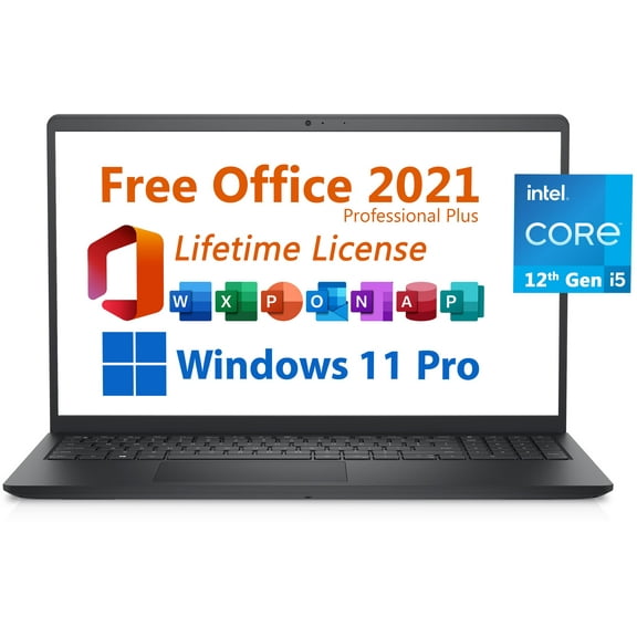 Dell 2024 Inspiron 15 Business Laptop, Free Microsoft Office 2021 with Lifetime License, 15.6" FHD 1920 x 1080, Intel 10-Core i5-1235U, 16GB DDR4 RAM, 512GB PCIe SSD, Windows 11 Pro, Black