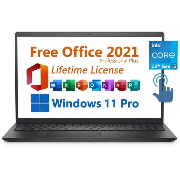 Dell 2024 Inspiron 15 Business Laptop, Free Microsoft Office 2021 with Lifetime License, 15.6" Touchscreen FHD, Intel 10-Core i5-1235U 4.4 GHz, 16GB DDR4 RAM, 512GB PCIe SSD, Windows 11 Pro, Black