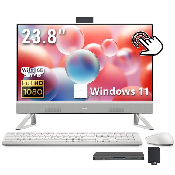 Dell 23.8" FHD Touchscreen All-in-One Desktop, Intel Core i7 150U, 16GB DDR5, 2TB Storage (1TB SSD+1TB Docking Station Set), Intel Graphics, Wireless Keyboard & Mouse, Win 11, White