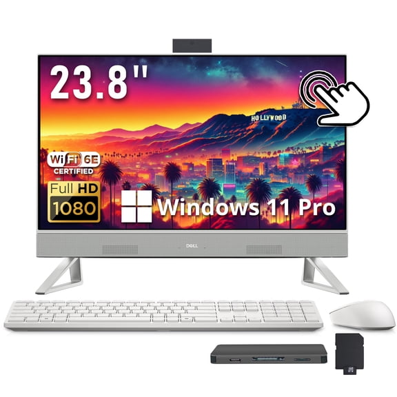 Dell 23.8" FHD Touchscreen All-in-One Desktop, Intel Core i7 150U, 32GB DDR5, 2TB Storage (1TB SSD+1TB Docking Station Set), Intel Graphics, Wireless Keyboard & Mouse, Win 11 Pro, White