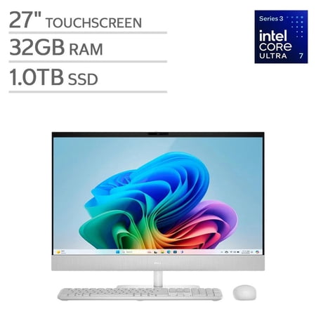 Dell 27 All-in-One, Intel Core Ultra 7-355, 27.0-inch, FHD IPS (1920x1080), Touch, Intel Graphics Windows 11