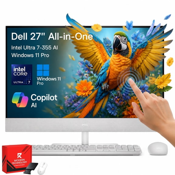 Dell 27" FHD All-in-One Touchscreen Desktop, Intel Core Ultra 7-355, 32GB DDR5, 1TB SSD, Wi-Fi 7, 99% sRGB, Win 11 Pro, Copilot+ AI PC, Wireless Keyboard & Mouse