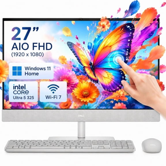 Dell 27 FHD Compact All-in-One Touchscreen PC, Intel Ultra 5 325, 16GB DDR5 RAM, 1TB SSD, Wi-Fi 7, Wireless Keyboard Mouse, Windows 11 Home