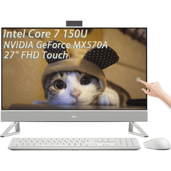 Dell 27" All in One Desktop Computer, Intel Core 7 150U, NVIDIA GeForce MX570A, 27" FHD Touchscreen, 64 GB DDR5, 1 TB SSD, WiFi 6E, 5MP Webcam, Windows 11 Pro