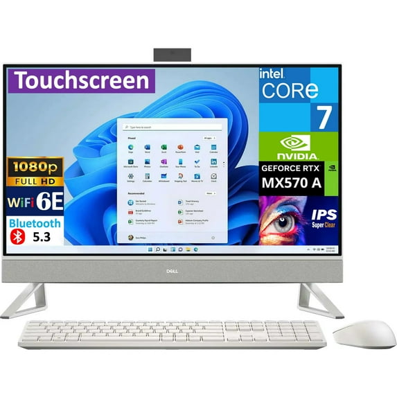 Dell 27 inch Touch Screen All-in-One Desktop PC,Intel Core 7 150U,64GB RAM,1TB PCIe SSD,GeForce MX570A,Windows 11 Home