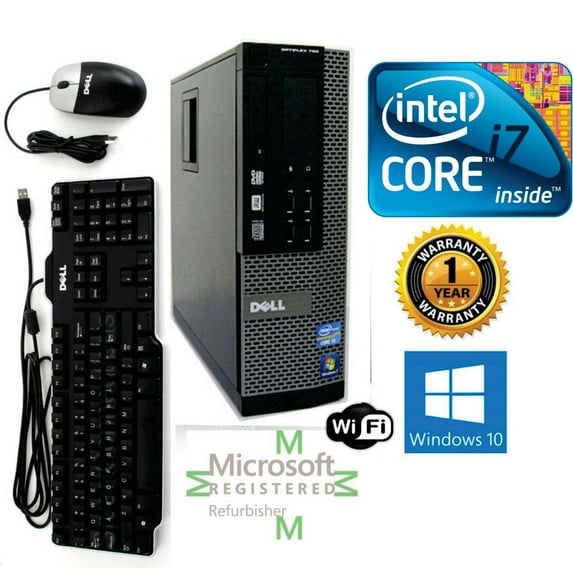 Pre-Owned Dell 7010 COMPUTER SFF DESKTOP i7 32GB 1TB SSD Win 10 Wifi DVD-RW Dual-DVI (Good)