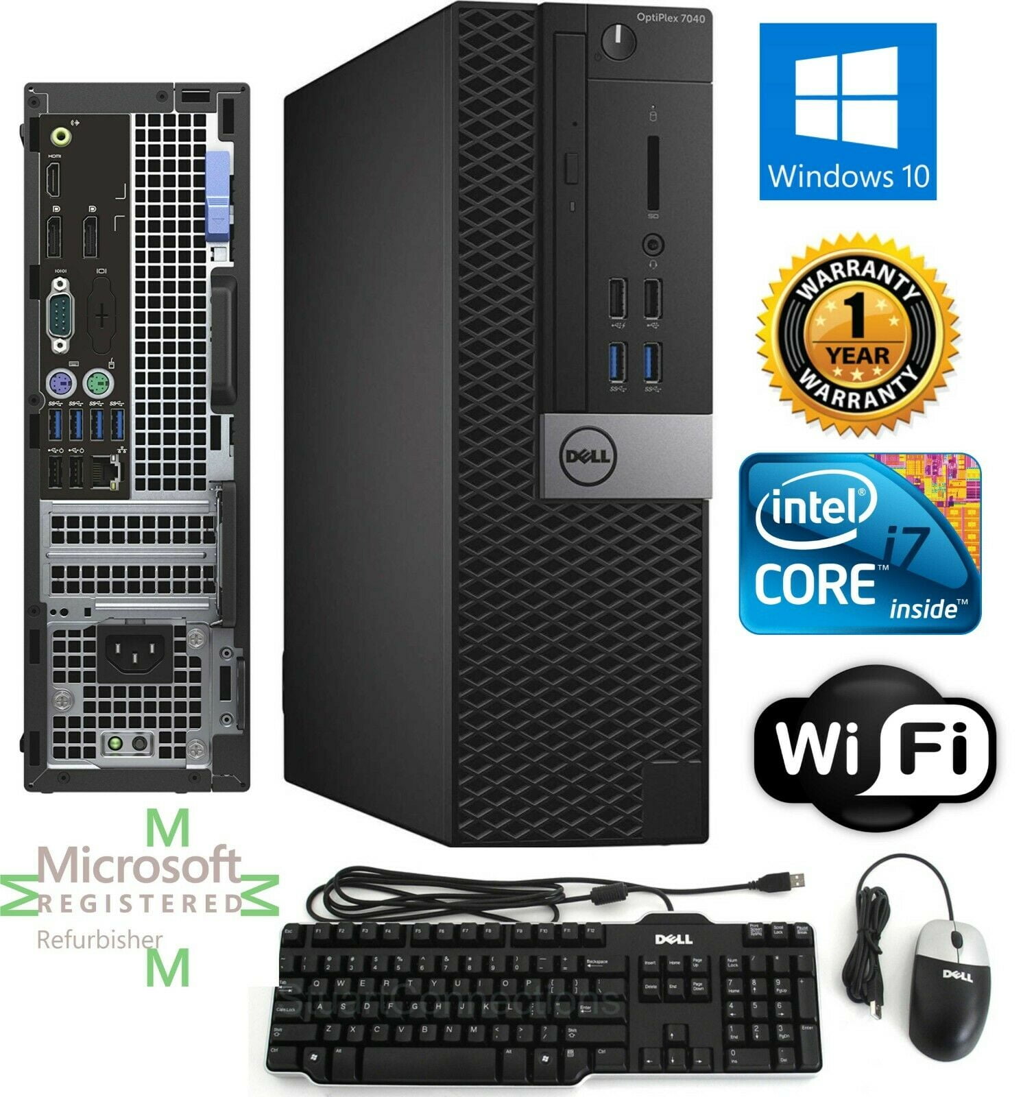 Restored Like New  Dell 7040 SFF Desktop Computer, Intel i7-6700, 32GB RAM, 1TB SSD, DVD-ROM, Black, Refurbished