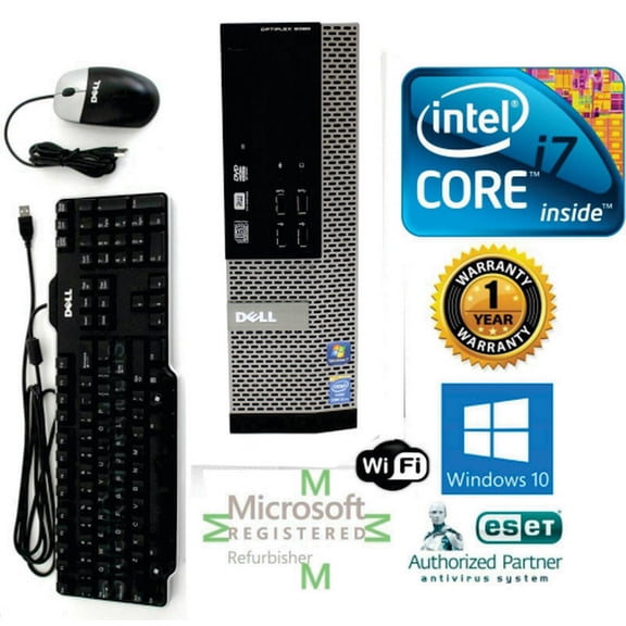 Pre-Owned Dell 9020 PC DESKTOP Intel i7 4th Gen. 32GB NEW 1TB SSD Win 10 Pro Wi-Fi Dual HDMI - 1 YEAR WARRANTY - Used