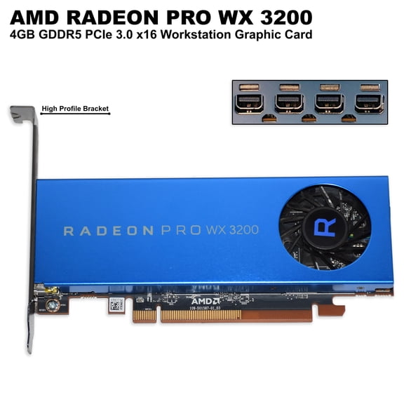 Dell AMD Radeon Pro WX3200 4GB GDDR5 Low Profile 4x Mini DP GPU VTR4J