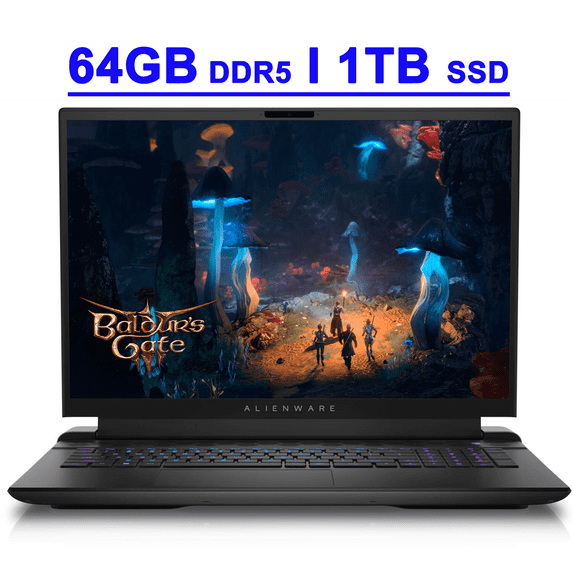 Dell Alienware M18 R2 Premium Gaming Laptop 18" WQXGA 2560x1600 165Hz 100% DCI-P3 G-SYNC Intel 24-Core i9-14900HX 64GB DDR5 1TB SSD GeForce RTX 4080 RGB Backlit Thunderbolt FHD IR Camera Win11