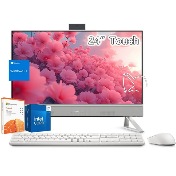 Dell-All in One Desktop-Computer Touchscreen-24 inch FHD IPS Display -Intel Core 7 150U Beat i7-1355U- 32GB RAM -1TB PCIe SSD -Windows 11 Office 365 One Year -Wired Keyboard Mouse Set -Home Business