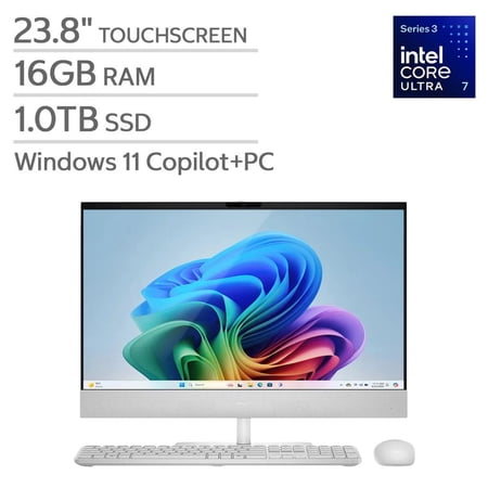 Dell All-in-One 23.8" Desktop - Intel Core Ultra 7 Series 3 - Copilot+ PC - FHD (1920x1080) Touchscreen - 16GB RAM - 1TB SSD - Windows 11 Home