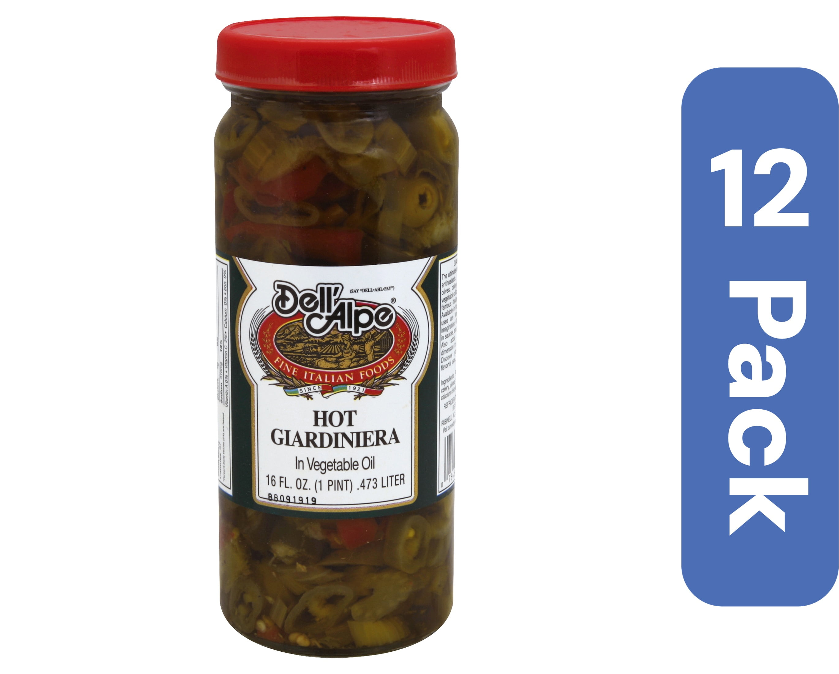 Dell Alpe Hot Giardiniera 16 oz (Pack of 12)