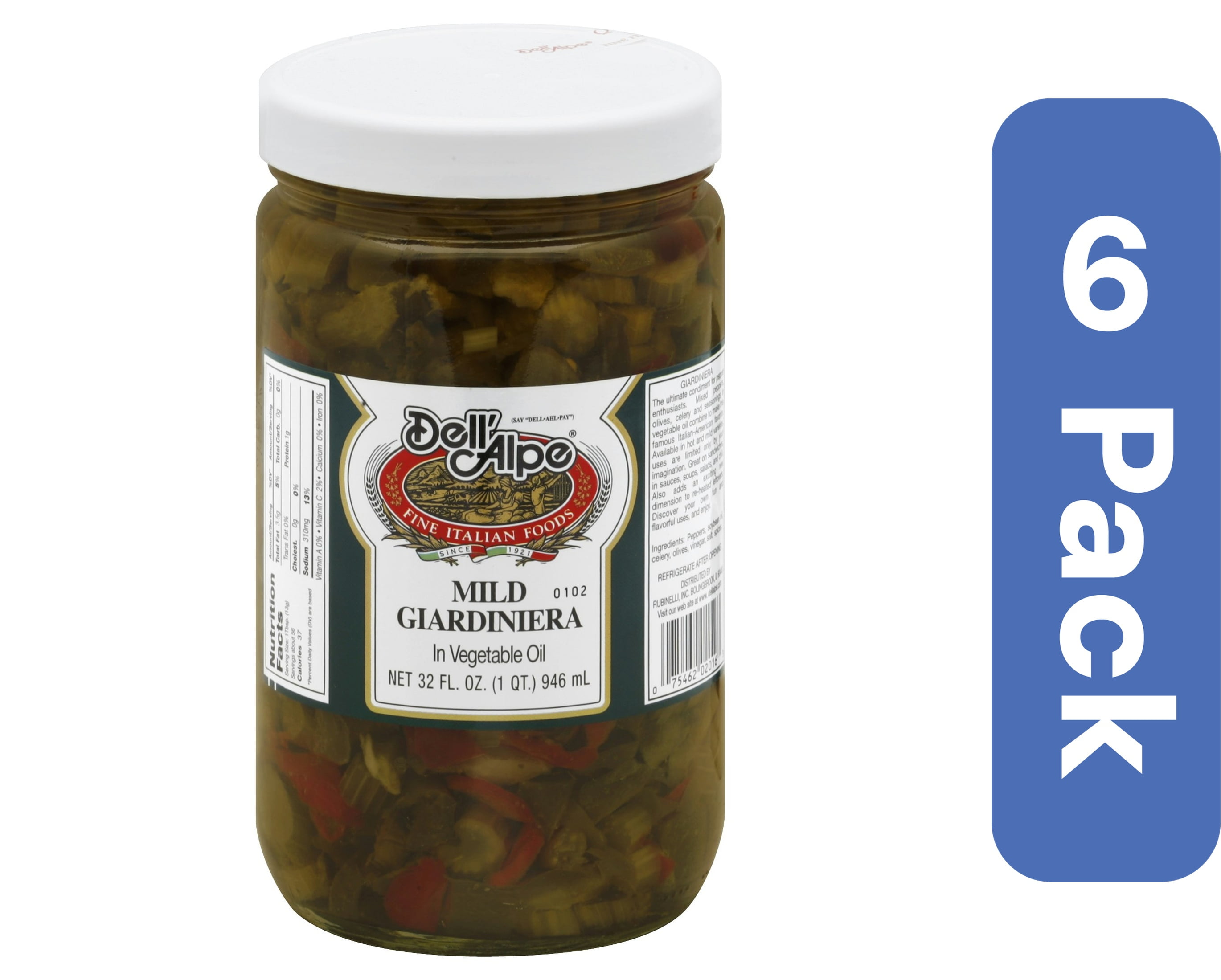 Dell Alpe Mild Giardiniera 32 oz (Pack Of 6)