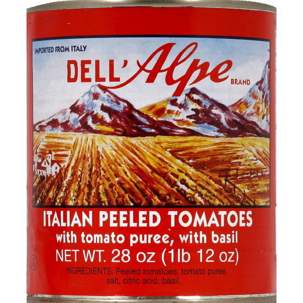 Dell' Alpe Naples Peeled Tomatoes With Basil Leaf, 28 oz (Pack of 12)