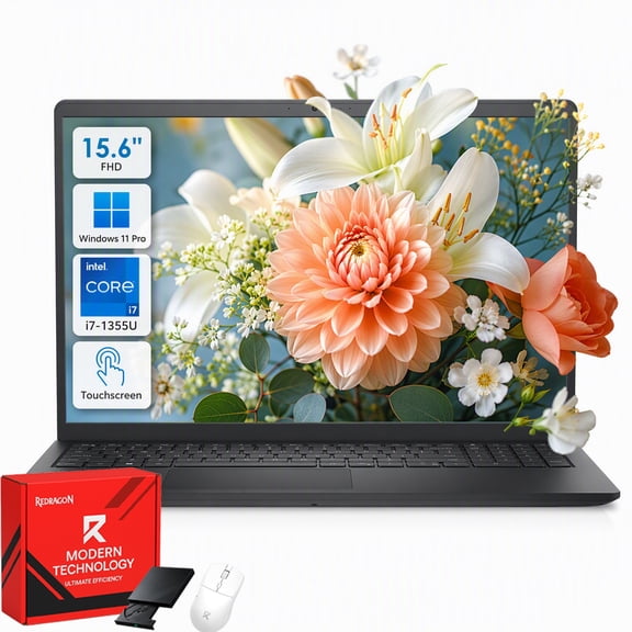 Dell DC15250 Touchscreen Laptop, Intel Core i7-1355U, 16GB DDR5, 512GB SSD, 15.6" FHD Touch Screen, Wi-Fi 6, Numeric Keypad, Copilot Key, Windows 11 Pro, w/Accessory