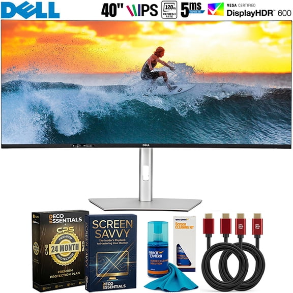 Dell DELL-U4025QW UltraSharp 40 Curved Thunderbolt Hub Monitor Bundle with Deco Essentials Guide, Monitor Screen Cleaner, Deco Gear HDMI Cable and Exclusive 26 Month CPS Enhanced Protection Pack