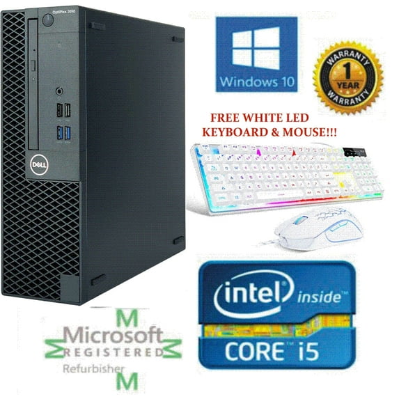 Dell Desktop Computer i5 8GB SSD HD HDMI Windows 10 PC WiFi FREE LED Keyboard & Mouse
